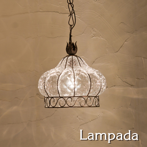 イタリア製 カットガラススタンドライト（イタリア製 ムラノガラス  